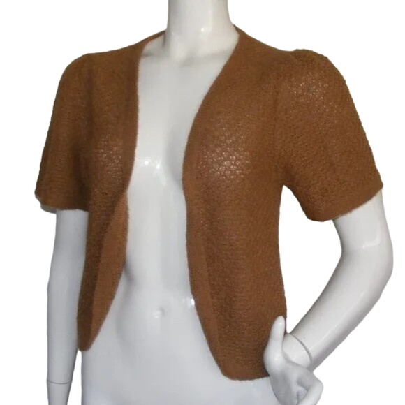 ANDEAN SUN Alpaca Sweater Top, L, Open front, Short sleeves, Textured, Cardigan - Picture 3 of 10